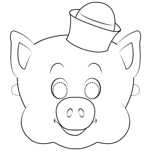 3 Little Pigs Mask Coloring Page